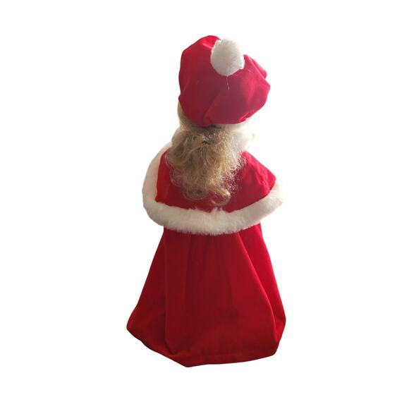 VTG Rennoc Animated Caroler Doll Figure Candle Light Motionette Red Velvet Cape - Picture 5 of 5